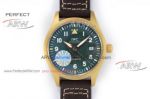 Perfect Replica Fake IWC Pilot Spitfire Automatic Watch - Green Dial Brown Leather Strap